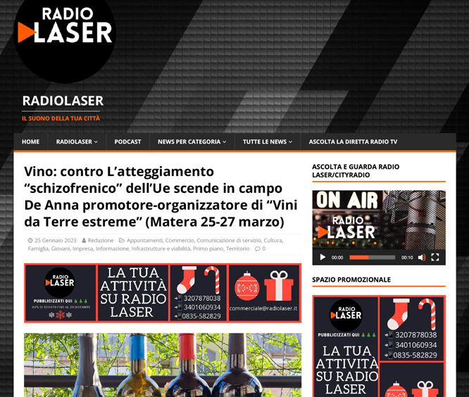 Vini da terre estreme su radiolaser.it
